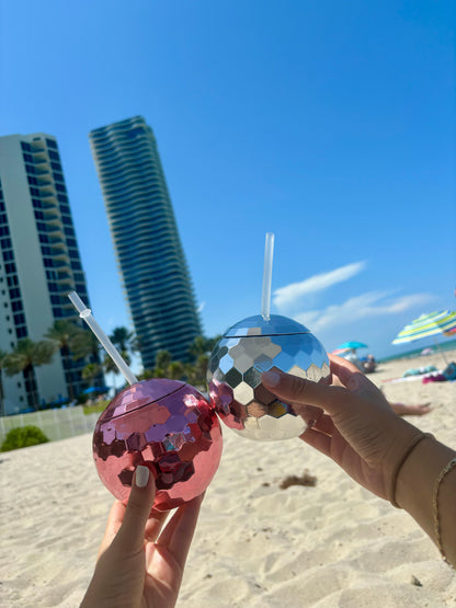 Disco Ball Tumbler with Straw