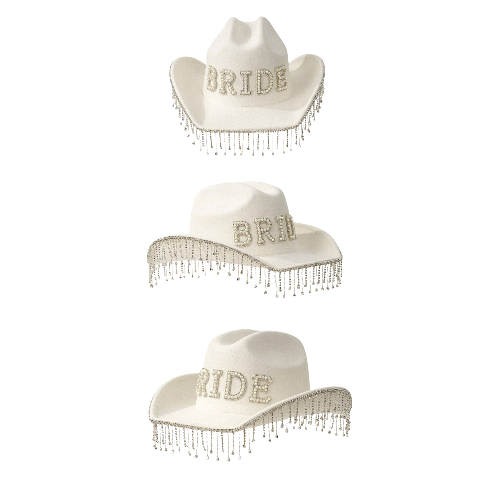 Bride Pearl and Rhinestone Wide Brim Cowboy Hat