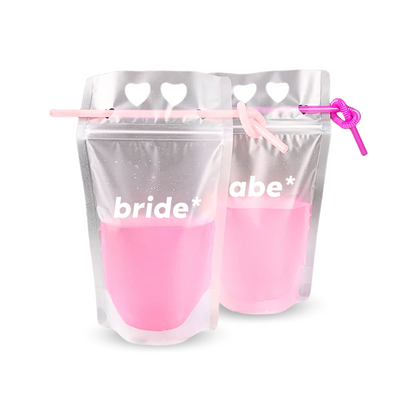 Party Plastic Beverage Bag with Straw